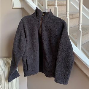Grey 1/4 Zip Sherpa Pullover - Old Navy